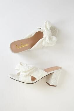 NWOT Lulus Dorothea Ivory Knotted High Heel Sandals Size 10